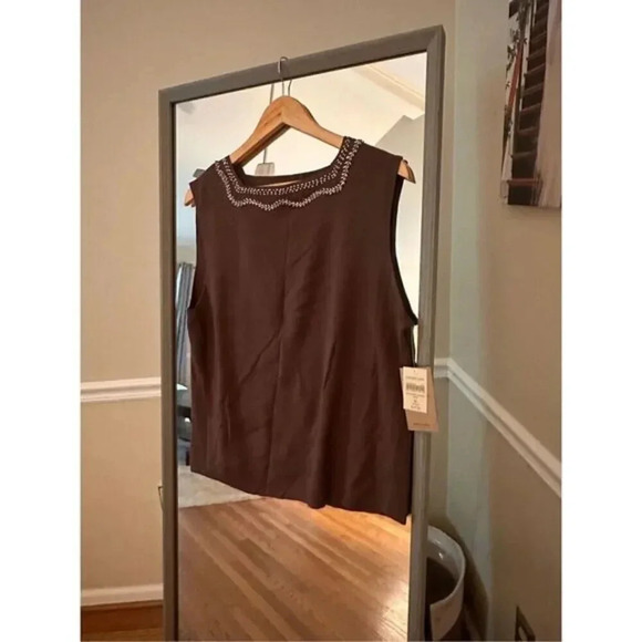 Coldwater Creek Decorative Sweater Shell Size XL Brown NWT‎ - Picture 2 of 6